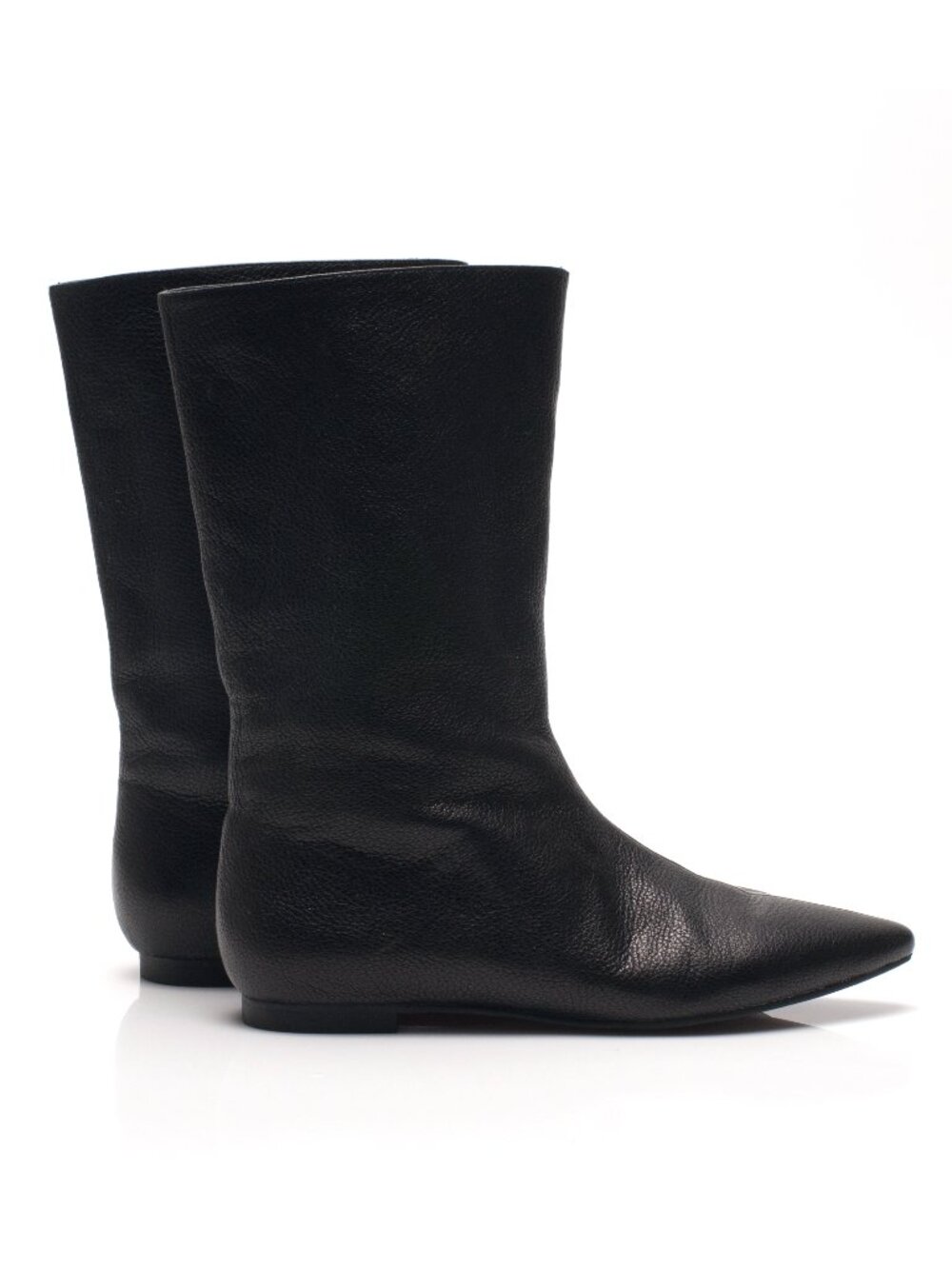 New Genuine Leather Pointy Toe Flat Riding Boots Foldable NYC Designer Handmade